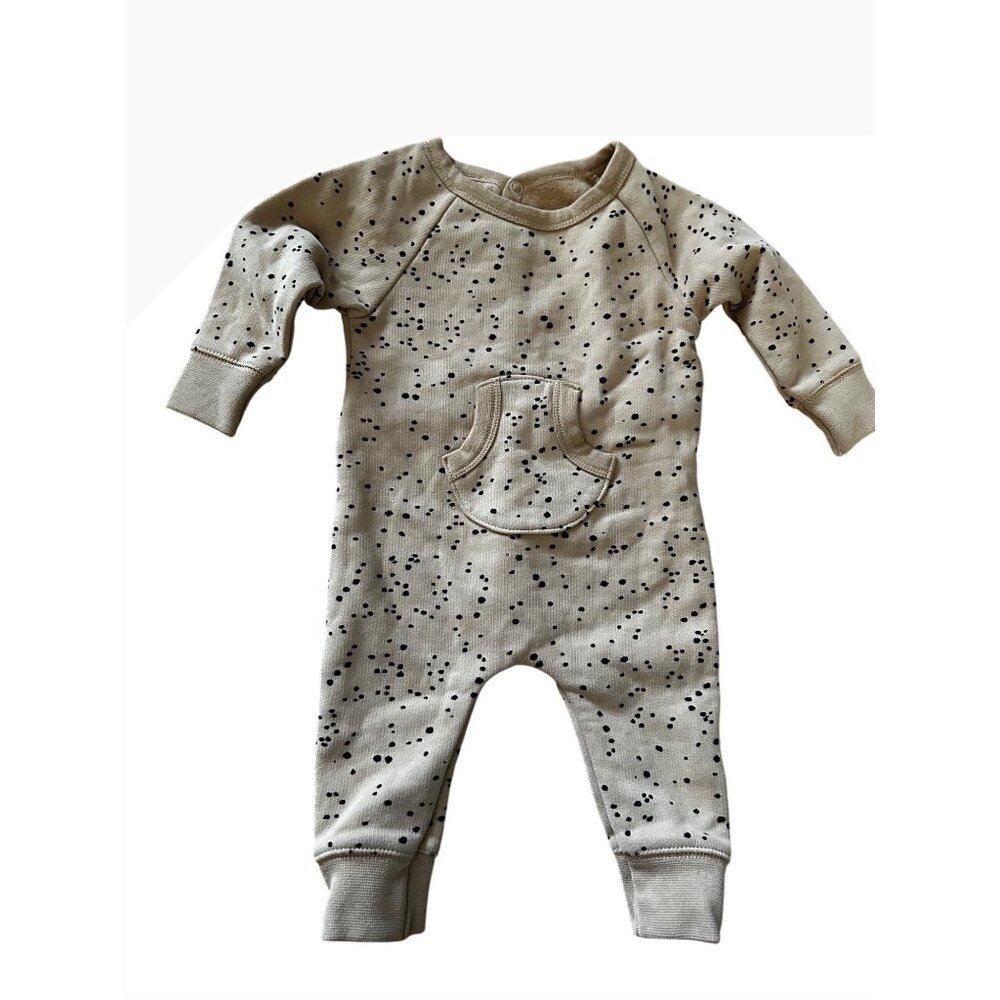 NUI 100% COTTON back snap BROWN SOFT 0-3 MONTH ROMPER